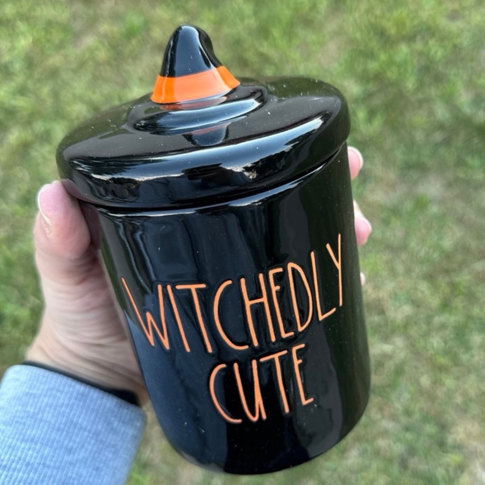 Rae Dunn WITCHEDLY CUTE Small Witch Hat Topper Glazed Ceramic Canister